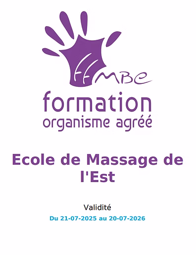 Attestation FFMBE formation organisme agréé - École de Massage de l'Est